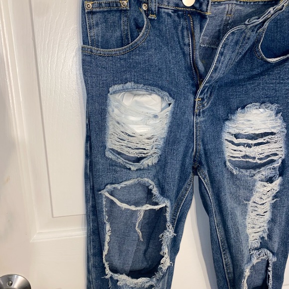 Nasty Gal Distressed Blue Skinny Jeans - Picture 3 of 6